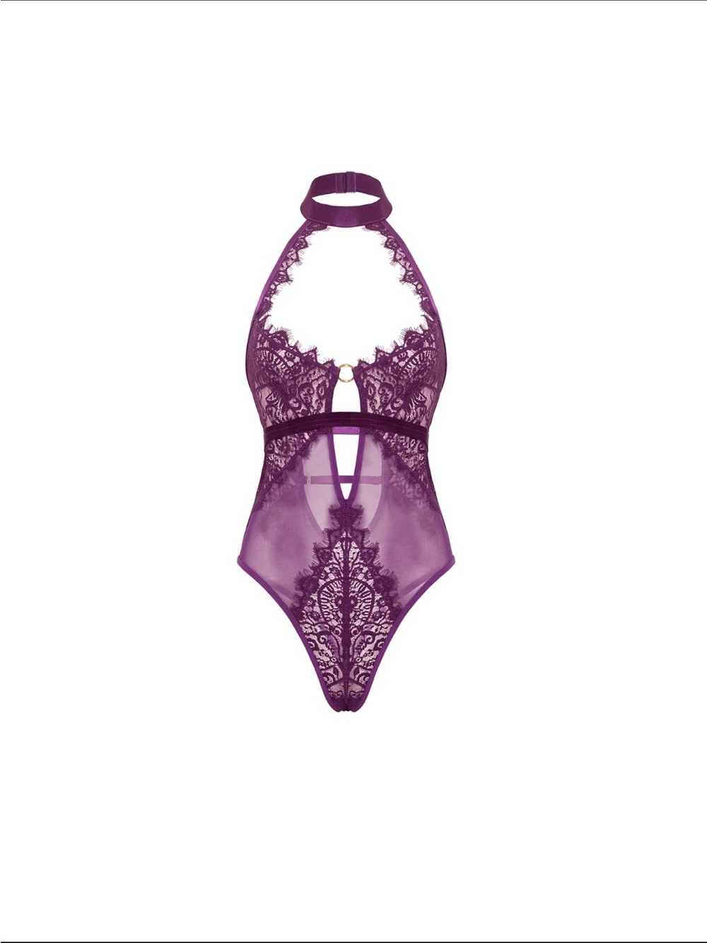 Purple Lace Halter Teddy Bodysuit - Women Intimates NWT